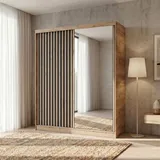 beautysofa Schwebetürenschrank Donatello 180 x 204,5 x 60 cm Eiche/Schwarz