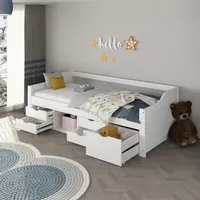 Home Deluxe Kinderbett COSMOS mit Schubladen - 90 x 200 cm Weiß
