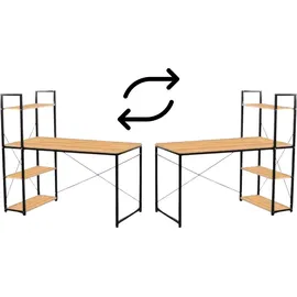 seddō Schwarzer Loft-Computertisch mit Metallregalen für Büro oder Schule - Schwarz