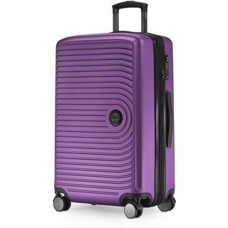 - Mittelgroßer Hartschalenkoffer, TSA, 4 Rollen, Check-In Gepäck mit 8 cm Volumenerweiterung, 68 cm, 88 L, Aubergine