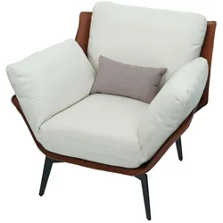 Sessel MCW-L82, Lounge-Sessel Cocktailsessel Polstersessel Relaxsessel, Kunstleder Stoff/Textil Metall ~ dunkelbraun