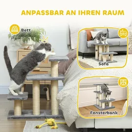 PawHut Hundetreppe 3 Stufen 54 cm Grau