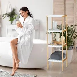 Relaxdays Badregal braun/weiß 33,0 x 34,0 x 110,0 cm