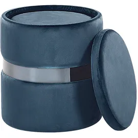 Beliani Pouf mit Stauraum 2er Set DORIS Samtstoff Blau