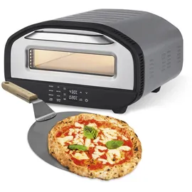 GOURMETmaxx elektrischer Pizzaofen mit Pizzaheber | Touchdisplay, Timerfunktion, 7 Programme & DIY Modus | Pizzamaker bis max. 430 °C | Minibackofen für Pizza, Flammkuchen & Co.