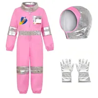 XFOZDM Astronaut Kostüm Kinder Rosa Astronautenanzug Mädchen Space Kostüm Outfit Weltraum Kostüm Set mit Helm & Handschuhen für Karneval Halloween Geburtstag Cosplay,B-L