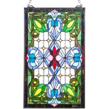 Vevor Buntglasfensterpaneel (731 x 433 mm) hängendes Buntglas mit Kette, Buntglas im Tiffany-Stil zum Aufhängen, traditionelles rechteckiges Vintage-Kunsthandwerk Fensterdekor für Küche & Kirchen