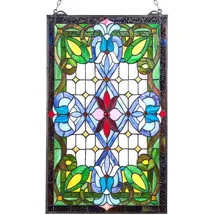 Vevor Buntglasfensterpaneel (731 x 433 mm) hängendes Buntglas mit Kette, Buntglas im Tiffany-Stil zum Aufhängen, traditionelles rechteckiges Vintage-Kunsthandwerk Fensterdekor für Küche & Kirchen