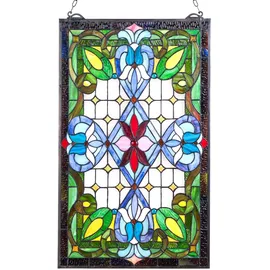 Vevor Buntglasfensterpaneel (731 x 433 mm) hängendes Buntglas mit Kette, Buntglas im Tiffany-Stil zum Aufhängen, traditionelles rechteckiges Vintage-Kunsthandwerk Fensterdekor für Küche & Kirchen