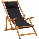 Teenpull – Strandstuhl Klappbar Massivholz Eukalyptus Und Stoff Schwarz