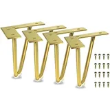 Set Mit 4 Robusten Metallmöbelbeinen Inklusive Schrauben Für Schrank, Tisch, Sofa, Tv-ständer, Kommode (15,2 Cm, Gold)
