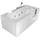 AcquaVapore Whirlpool-Badewanne Seniorenwanne mit Tür S17-WP-L-ALL 150x75cm, (1-tlg), mit Ablaufgarnitur weiß
