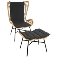 MCW Poly-Rattan Set G17b 2-teilig Naturfarben Kissen Anthrazit