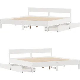 vidaXL Massivholzbett ohne Matratze Weiß 180x200 cm Kiefernholz