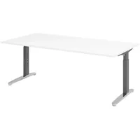 Bümö Schreibtisch Weiß, Graphit, Nachbildung, Rechteckig, 200x74x100 cm, FSC