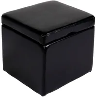 Mendler Sitzwürfel Onex mit Deckel Leder + Kunstleder 45 x 44 x 44 cm Schwarz