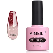 AIMEILI UV LED Nagellack Thermo Gellack ablösbarer Temperatur Farbwechsel Gel Nagellack Glitzer Gel Polish - Chocolate Spark (TC05) 10ml