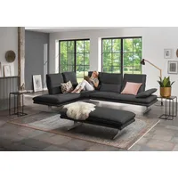 Ecksofa W.SCHILLIG "broadway, Designsofa, mit tollem Sitzkomfort, L-Form", grau (anthrazit z69), B:284cm H:94cm T:224cm, Longlife Xtra-Leder Z69: Das feinnarbige, gedeckte Softleder Z69 besticht durch seine außergewöhnliche Weichheit im trendigen u00bbVintage-Looku00ab, Hautstärke 0, 9 - 1, 1 mm, Sofas, Sitztiefenverstellung, Kopfteil- & Seitenteilverstellung, Breite 284cm