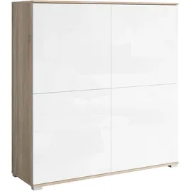 OTTO home PC-Schrank OTTO HOME "Kenia, Sekretär, Home Office", sonoma, weiß hochglanz, B:120cm H:125cm T:39,5cm, Sekretäre, Mit Push-to-open, Tastaturauszug und praktischem Stauraum