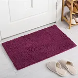 Reyox Badematte Hochflor Chenille rutschfest Vorleger Waschbar Badteppich Badezimmer Wasserabsorbierenden Dunkelviolett 50 x 80 cm