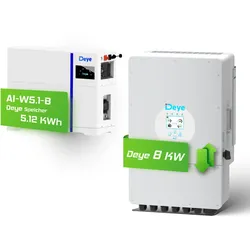 Deye Komplettset 8 kW Hybridwechselrichter (SUN-8K-SG04LP3-EU) & 5,12 kWh Batteriespeicher Deye AI-W5.1-B