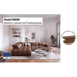 Cotta Ecksofa COTTA "Orion L-Form", schwarz (charcoal), B:310cm H:70cm T:225cm, 100% Polyester, Sofas, Ecksofa, mit Kopfteilverstellung & 5 Nierenkissen