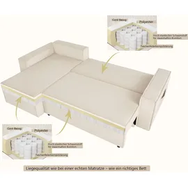 OTTO home Ecksofa OTTO HOME "CASSI L-Form, 241cm - OTTO. Verlässliche Qualität.", beige (creme), B:241cm H:80cm T:48cm, Sofas, Ecksofa, Schlaffunktion (133/200), Bettkasten, Cord, Unser Tiefpreis, Topseller