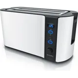 Arendo Toaster, 2 lange Schlitze, für 4 Scheiben, 1500 W, Langschlitz, Brötchenaufsatz, Wärmeisolierendes Gehäuse, Display, weiß - Weiß