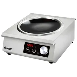 KBS Gastrotechnik KBS Induktionswok Edelstahlgehäuse 5 Kw Schott-Ceran ® Glaskeramik-Kochfläche