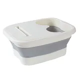 Milageto Klappbare Fußwanne, Fußbadewanne, große Fußmassage, platzsparend, mit Abdeckung, Fußbecken, Fußbadewanne zum Einweichen der Füße, Pediküre, Fußbad, Weiß