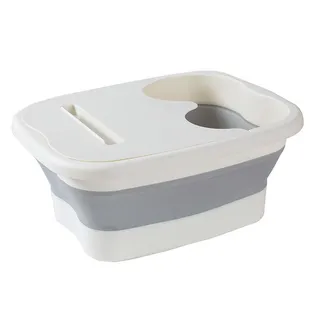 Milageto Klappbare Fußwanne, Fußbadewanne, große Fußmassage, platzsparend, mit Abdeckung, Fußbecken, Fußbadewanne zum Einweichen der Füße, Pediküre, Fußbad, Weiß