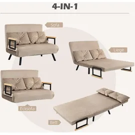 Homcom Schlafsofa, Klappbett mit Bettfunktion, Verstellbarer Rückenlehne, Hellbraun