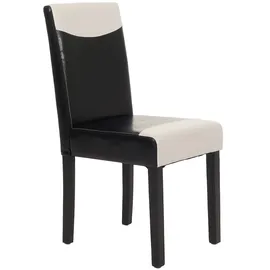 Mendler 2er-Set Esszimmerstuhl Stuhl Küchenstuhl Littau Kunstleder, schwarz-weiß, dunkle Beine