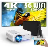 Mini Beamer, Sunys Full HD 12000 L Native 1080P Beamer 4K 5G WiFi Bluetooth LED Beamer 200" Display Video Beamer mit Eingebaute Android OS 11.0, Kompatibel mit iOS/Android/Fire Stick/HDMI/USB