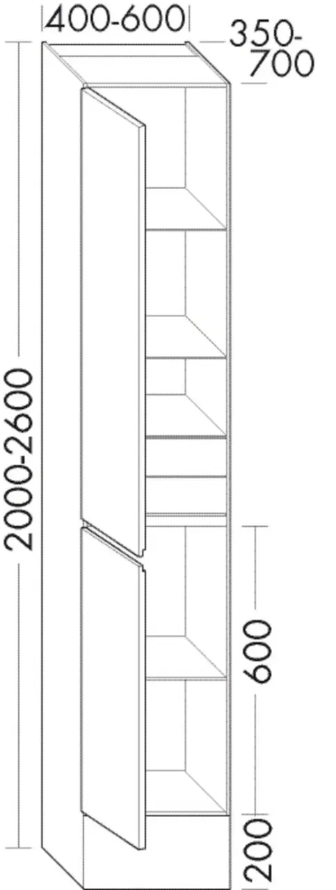 Burgbad Hochschr.rc40 S. HGL 2000x400x400 Steingrau Hochglanz, HSMC040RF6537 HSMC040RF6537