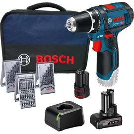 Bosch GSR 12V-15 Professional inkl. 1 x 2 Ah + 1 x 4 Ah + 39-tlg. Zubehör 0615990G6L