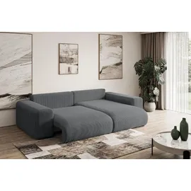 altdecor Ecksofa Cord mit Schlaffunktion 2-Sitzer Dunkelgrau