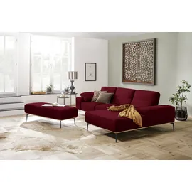 W.Schillig Ecksofa "run, Designsofa mit tollem Sitzkomfort, bequem, L-Form", rot (merlot w82), B:299cm H:88cm T:178cm, Longlife Xtra-Leder Z73: Naturwalkleder der Luxusklasse aus den erlesensten Rohhäuten.