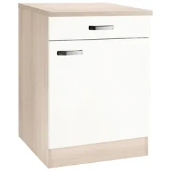 Unterschrank OPTIFIT "Faro", weiß (weiß glanz), B:60cm H:84,8cm T:60cm, Schränke, mit Metallgriffen, Breite 60 cm