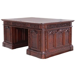 Casa Padrino Luxus Barock Mahagoni Schreibtisch Dunkelbraun / Braun 185 x 125 x H. 83 cm - Prunkvoller Barockstil Massivholz Bürotisch - Mahagoni Büro Möbel - Barock Büro Möbel