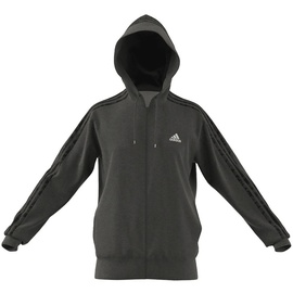adidas Essentials French Terry 3-Stripes Full-Zip Hoodie Grey