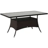 Gartentisch Glastisch Esstisch Gartenmöbel Tisch, Polyrattan+sicherheitsglas, Braun+schwarz, 150x85x74cm