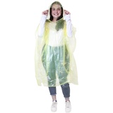 eBuyGB Notfall-Regenponchos für Erwachsene, wasserdicht, mit Kapuze, Festivals, Themenparks, 4 Stück XL Transparent, Gelb