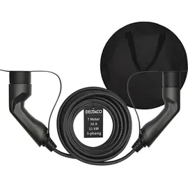 deltaco EV-Ladekabel + Tasche, Typ2 auf Typ2, 16 A, 11 kW, 3-phasig 7m