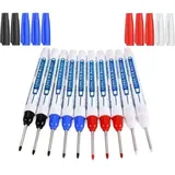 Bunthaus Tieflochmarker, 10 Stück Zimmermannsmarker, 30 Mm Lange Spitze, Permanentmarker, Präzisions-konstruktionsmarker (schwarz, Blau, Rot, Weiß)