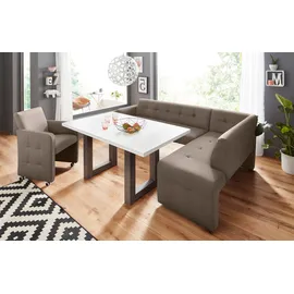 exxpo - sofa fashion Eckbank »Barista mit toller Detailverarbeitung, hohe Bodenfreiheit«, Komfortsitzhöhe 49cm, Frei im Raum stellbar beige