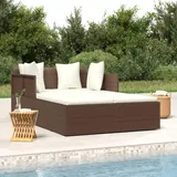 Festnight Poly Rattan Sonnenliege XXL 2 Personen Liege Outdoor Doppelliege mit Polster Kissen in Dunkelgrau Daybed Gartenliege Bett Garten Bett Outdoor Liege 2 Personen, Braun