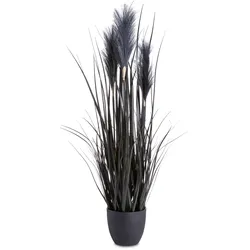 Kunstpflanze Schilfgras 81 cm Kunststoff Schwarz