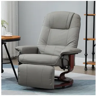Homcom Relaxsessel Fernsehsessel mit Liegefunktion, Fußstütze, Liegesessel mit Armlehne, Holzbeine für Wohnzimmer, Schlafzimmer, Kunstleder 360° Drehstuhl neigbar