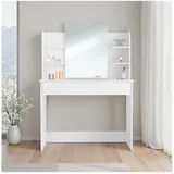 Tectake Schminktisch Frisiertisch Camille (1-St., 1 tlg), Moderner Schminktisch mit großem Spiegel weiß Rechteck | 40,00 cm x 139,50 cm